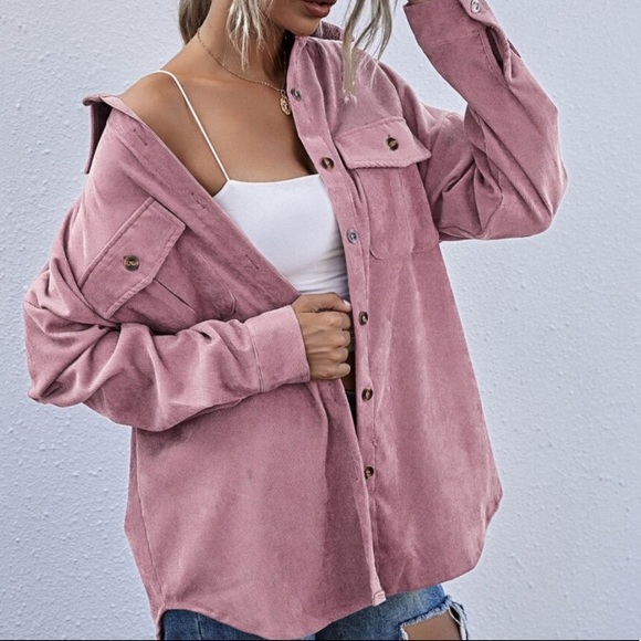 Rust brown oversized button down pocket shacket - Picture 8 of 13